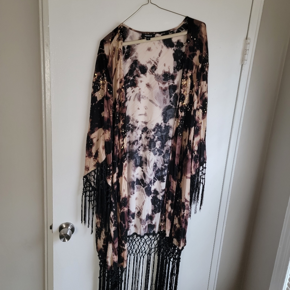 Torrid (NWOT) Boho Acid Wash Duster